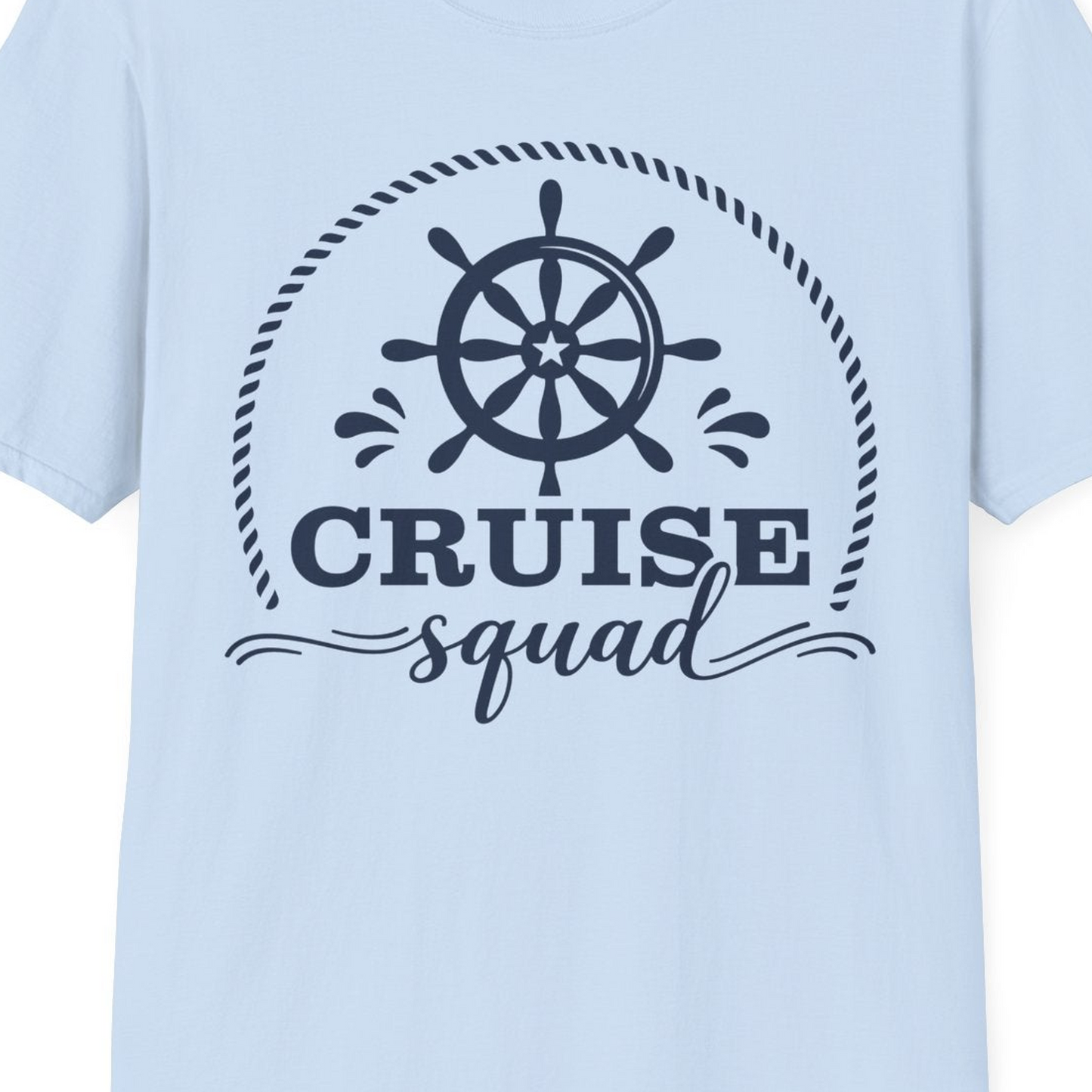 Cruise Squad Nautical Wheel Shirt T-Shirt – Light Blue – Best Cruise Shirts Close Up