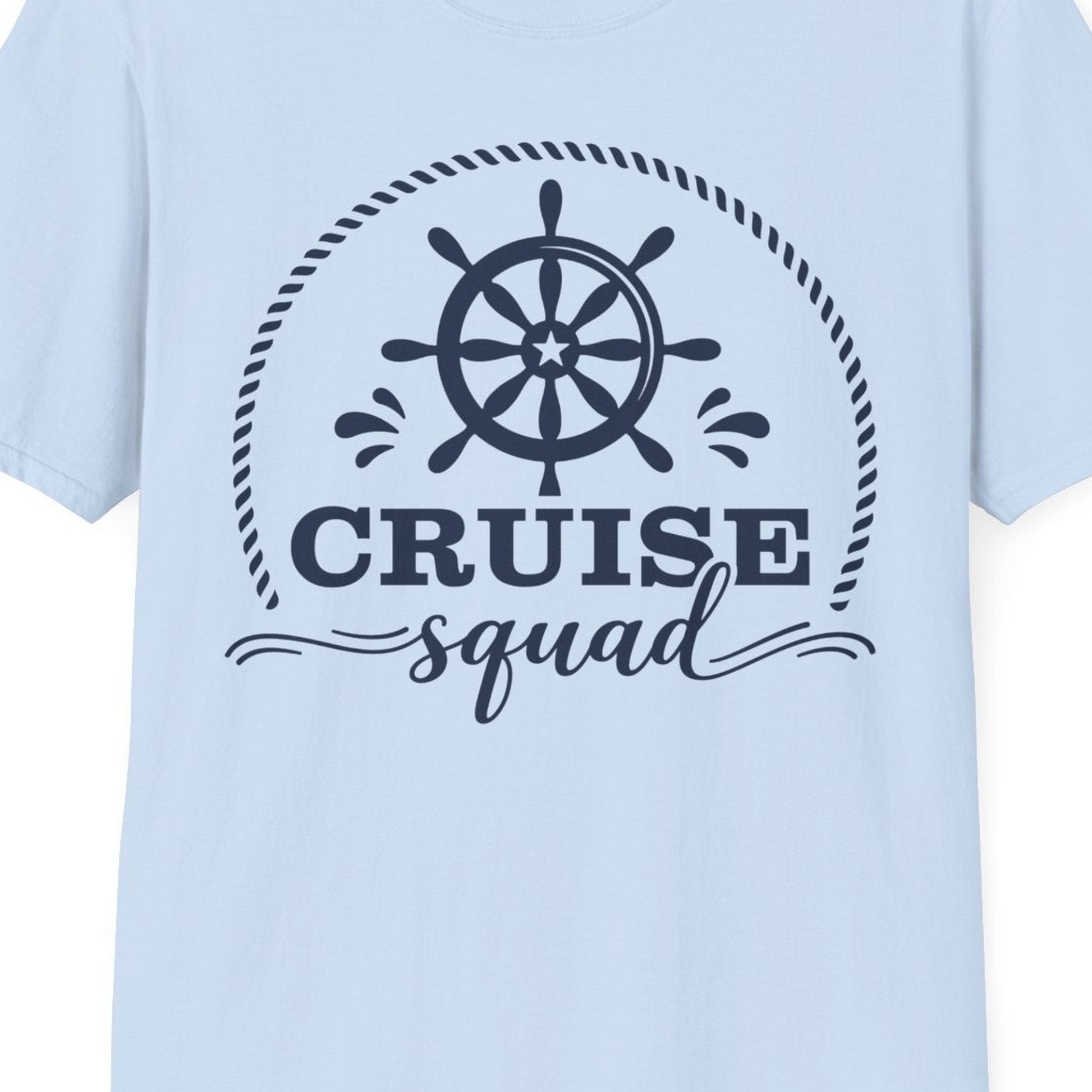 Cruise Squad Nautical Wheel Shirt T-Shirt – Light Blue – Best Cruise Shirts Close Up