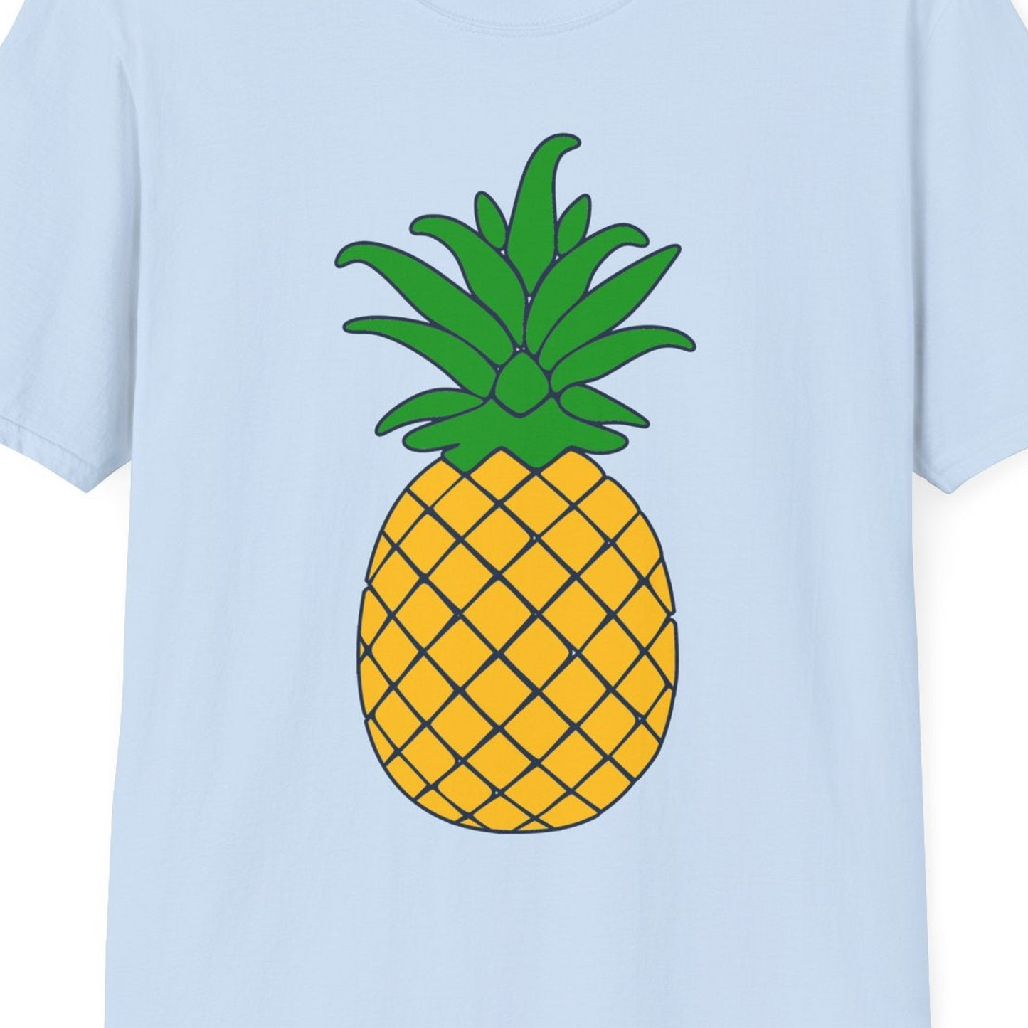 Cartoon Pineapple Graphic Shirt T-Shirt – Light Blue – Best Cruise Shirts Close Up