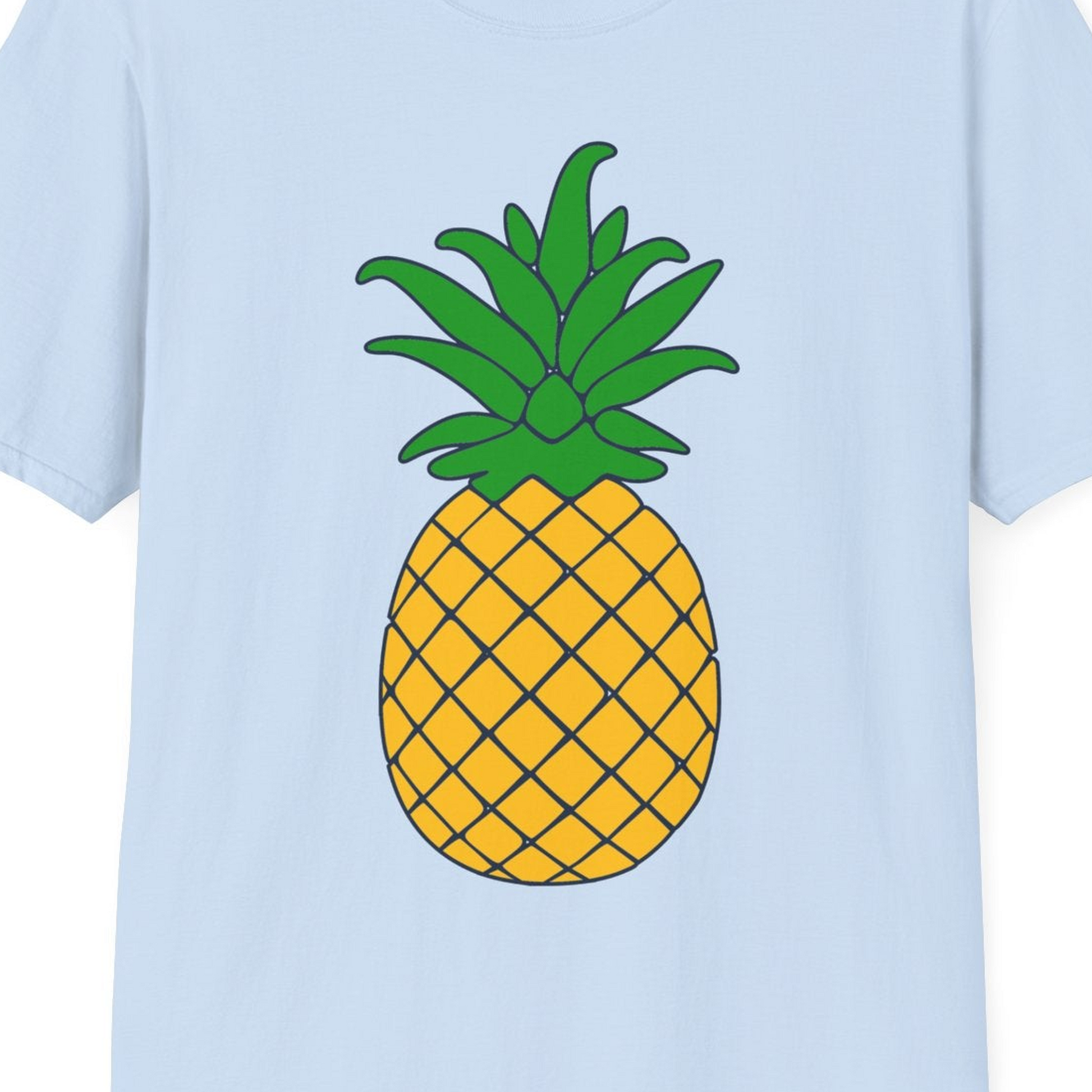 Cartoon Pineapple Graphic Shirt T-Shirt – Light Blue – Best Cruise Shirts Close Up