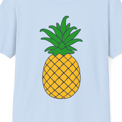 Cartoon Pineapple Graphic Shirt T-Shirt – Light Blue – Best Cruise Shirts Close Up