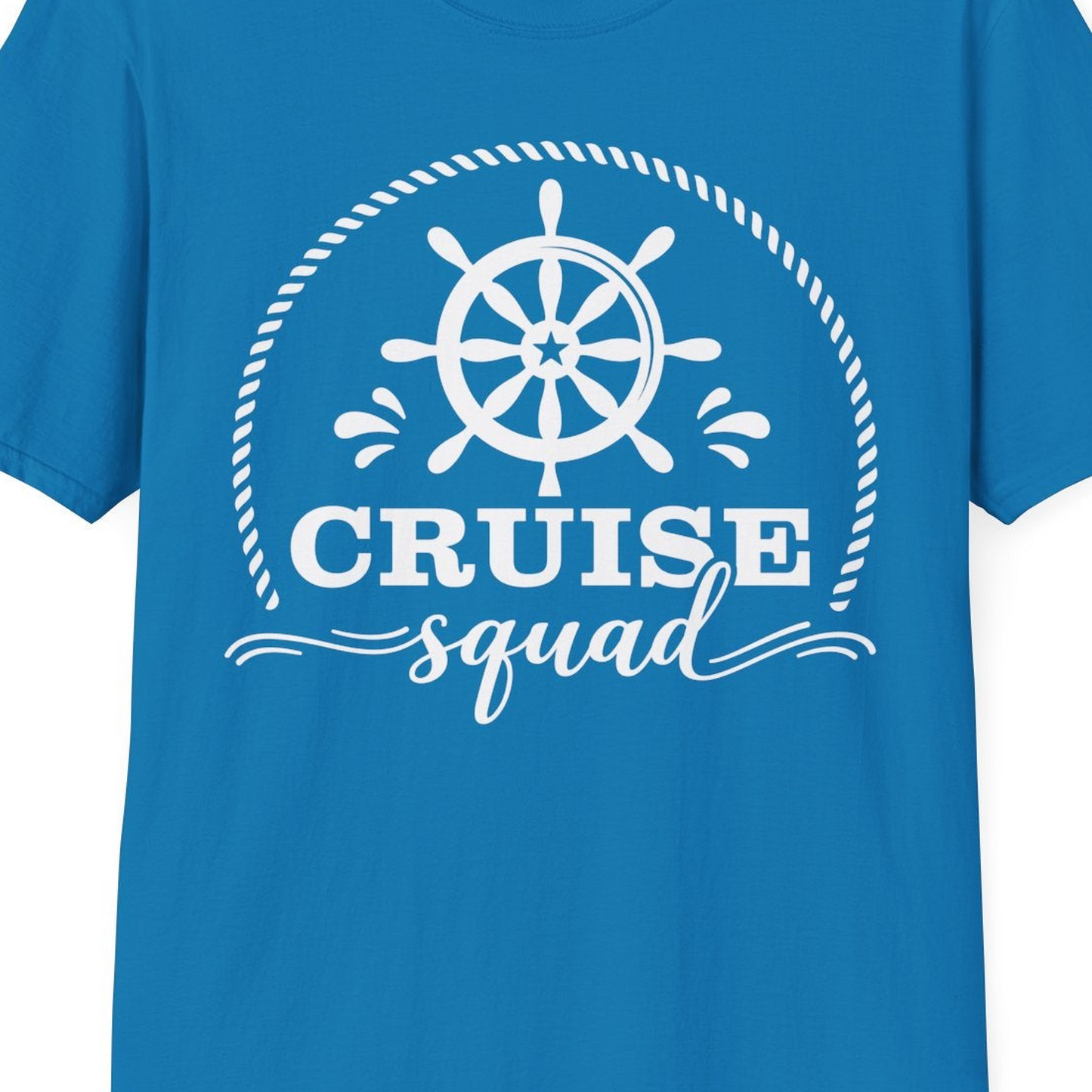 Cruise Squad Nautical Wheel Shirt T-Shirt – Sapphire – Best Cruise Shirts Close Up