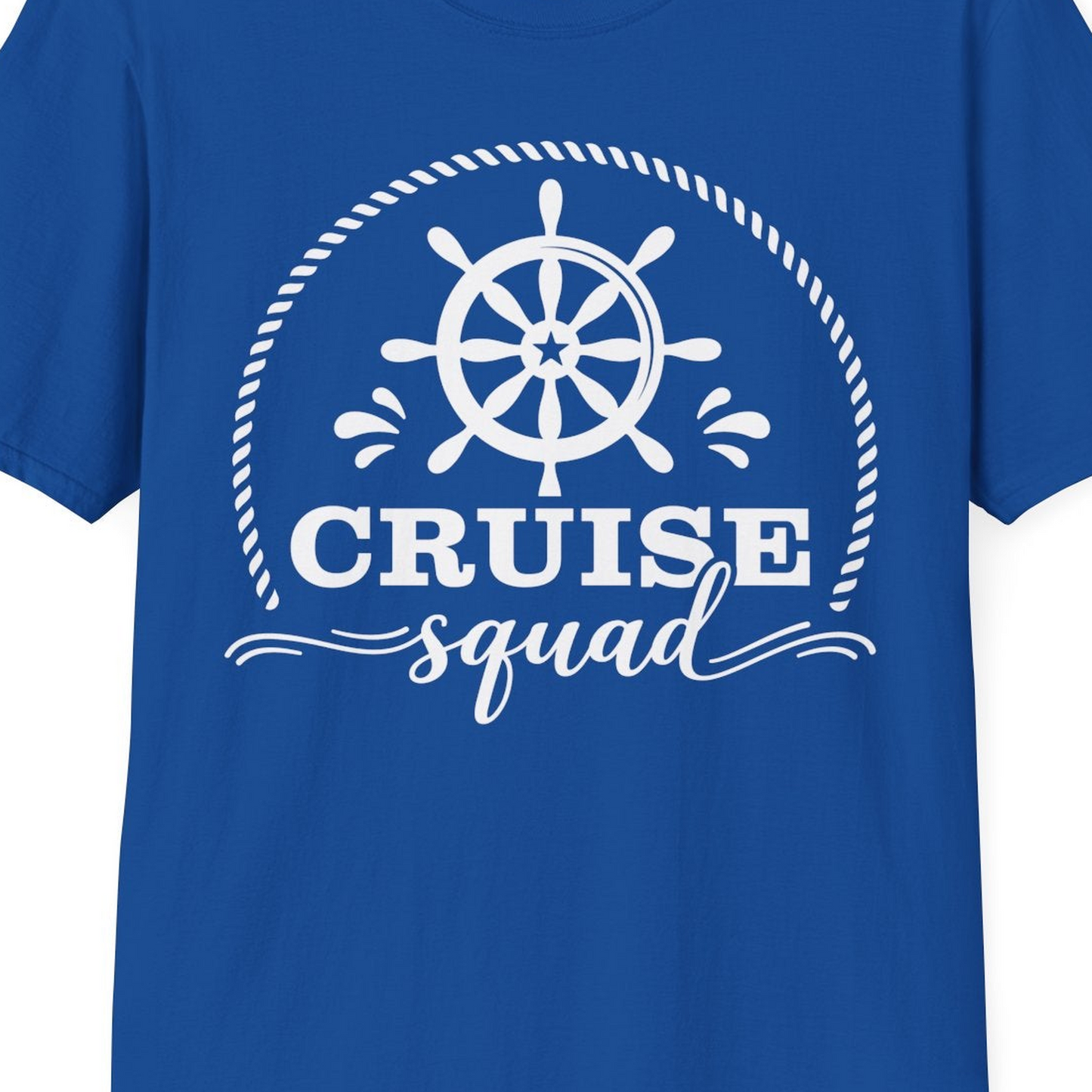 Cruise Squad Nautical Wheel Shirt T-Shirt – Royal – Best Cruise Shirts Close Up