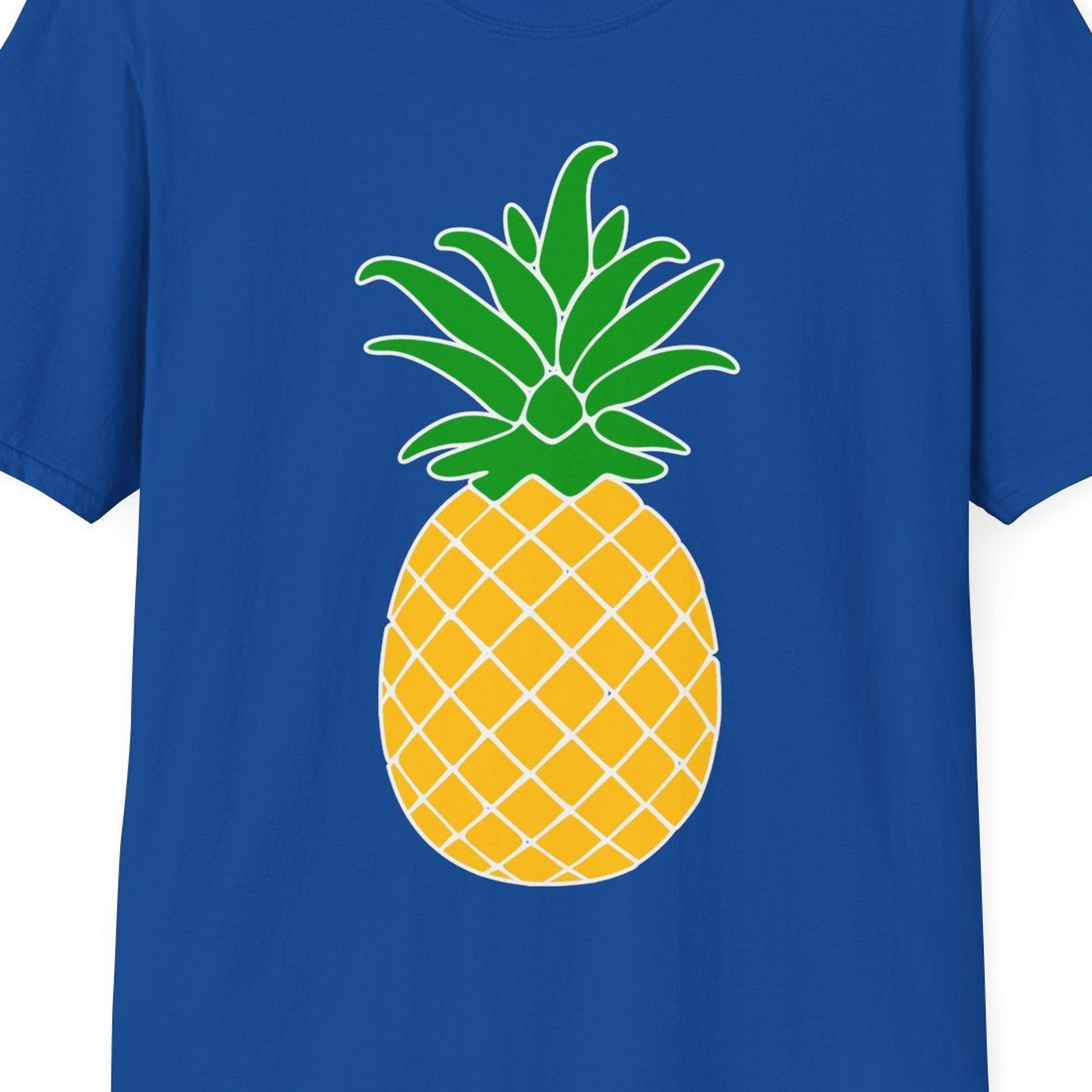 Cartoon Pineapple Graphic Shirt T-Shirt – Royal – Best Cruise Shirts Close Up
