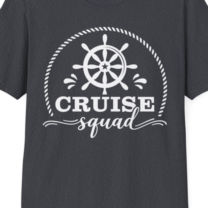 Cruise Squad Nautical Wheel Shirt T-Shirt – Dark Heather Grey – Best Cruise Shirts Close Up