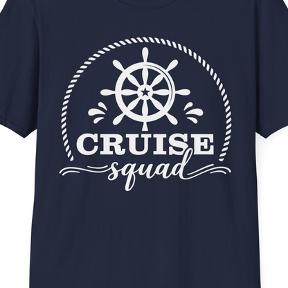 Cruise Squad Nautical Wheel Shirt T-Shirt – Navy – Best Cruise Shirts Close Up