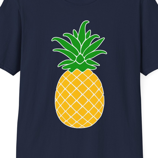 Cartoon Pineapple Graphic Shirt T-Shirt – Navy – Best Cruise Shirts Close Up
