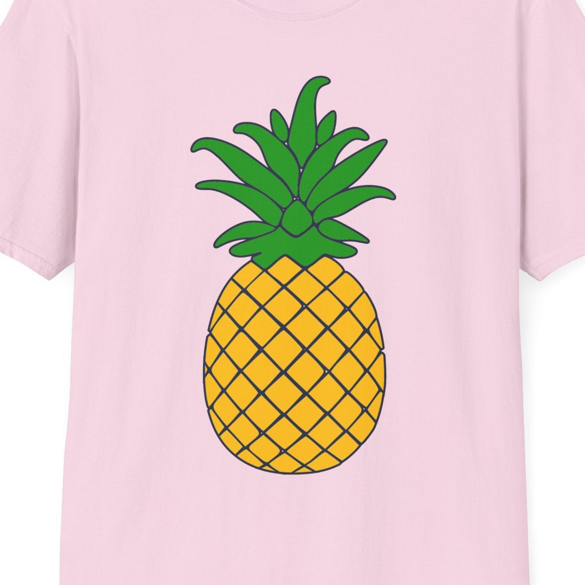 Cartoon Pineapple Graphic Shirt T-Shirt – Light Pink – Best Cruise Shirts Close Up