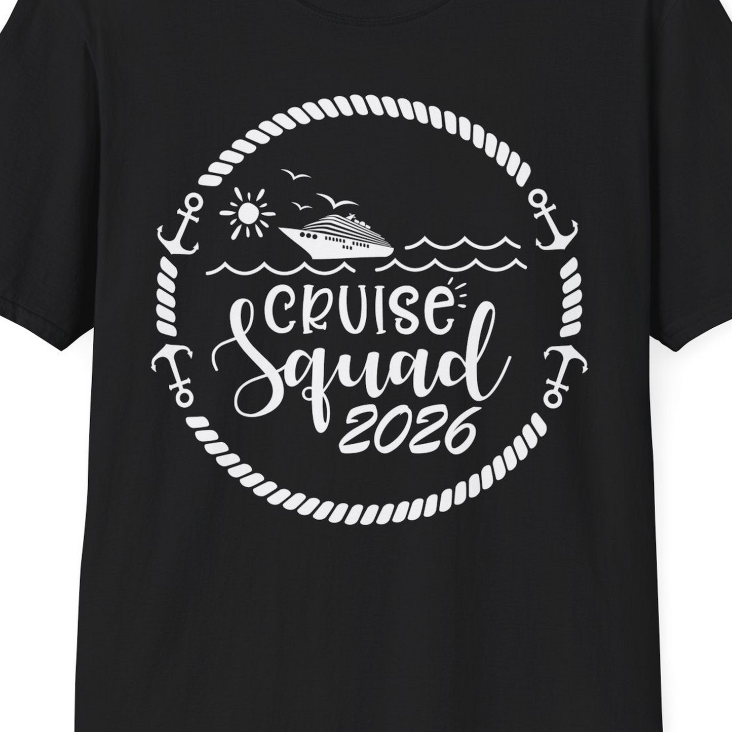 Cruise Squad 2026 Shirt T-Shirt – Black – Best Cruise Shirts Close Up