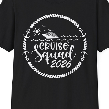 Cruise Squad 2026 Shirt T-Shirt – Black – Best Cruise Shirts Close Up