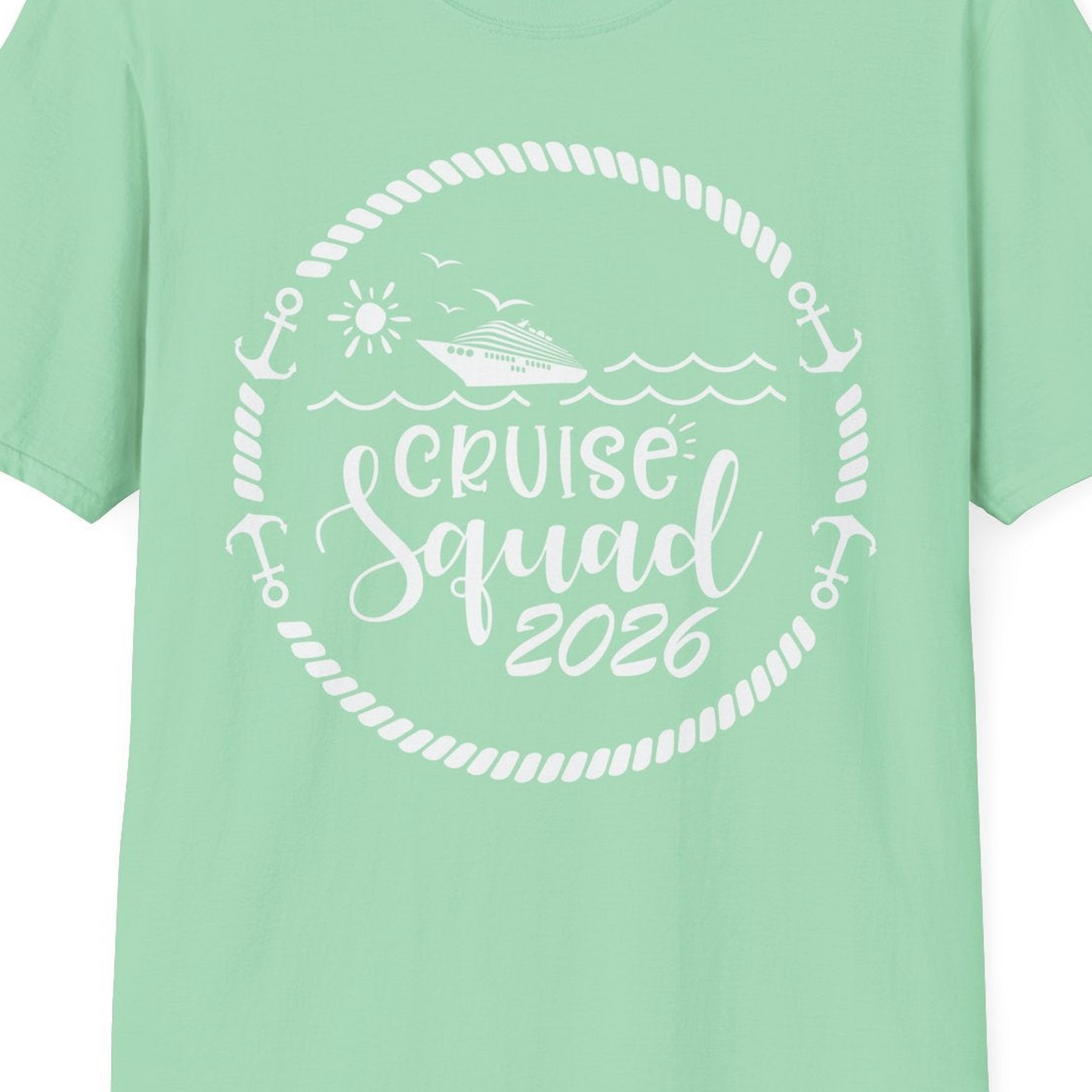 Cruise Squad 2026 Shirt T-Shirt – Mint Green – Best Cruise Shirts Close Up