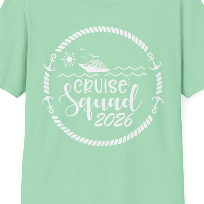 Cruise Squad 2026 Shirt T-Shirt – Mint Green – Best Cruise Shirts Close Up