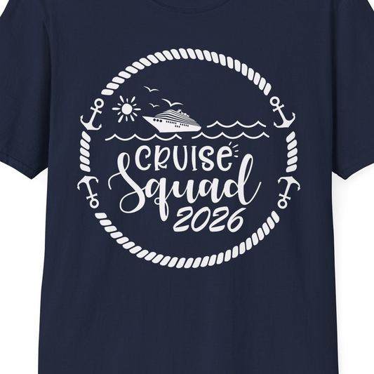 Cruise Squad 2026 Shirt T-Shirt – Navy – Best Cruise Shirts Close Up