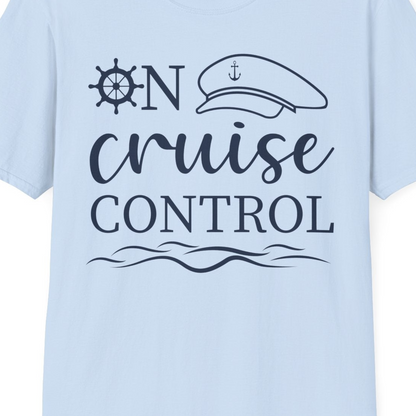 On Cruise Control Shirt T-Shirt – Light Blue – Best Cruise Shirts Close Up