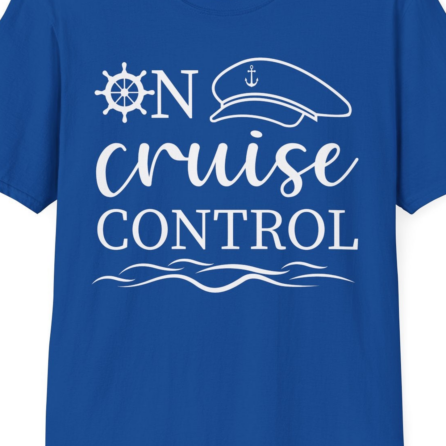 On Cruise Control Shirt T-Shirt – Royal – Best Cruise Shirts Close Up