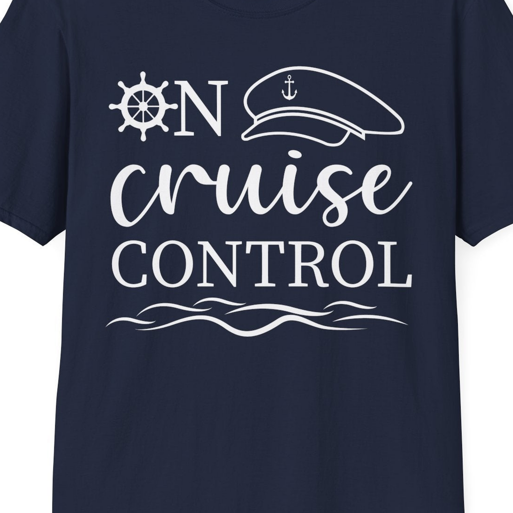 On Cruise Control Shirt T-Shirt – Navy – Best Cruise Shirts Close Up