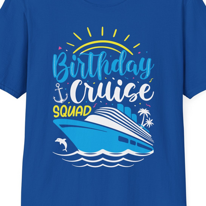 Birthday Cruise Squad Nautical Party Shirt for Group Celebrations — T-Shirt T-Shirt – Royal – Best Cruise Shirts Close Up