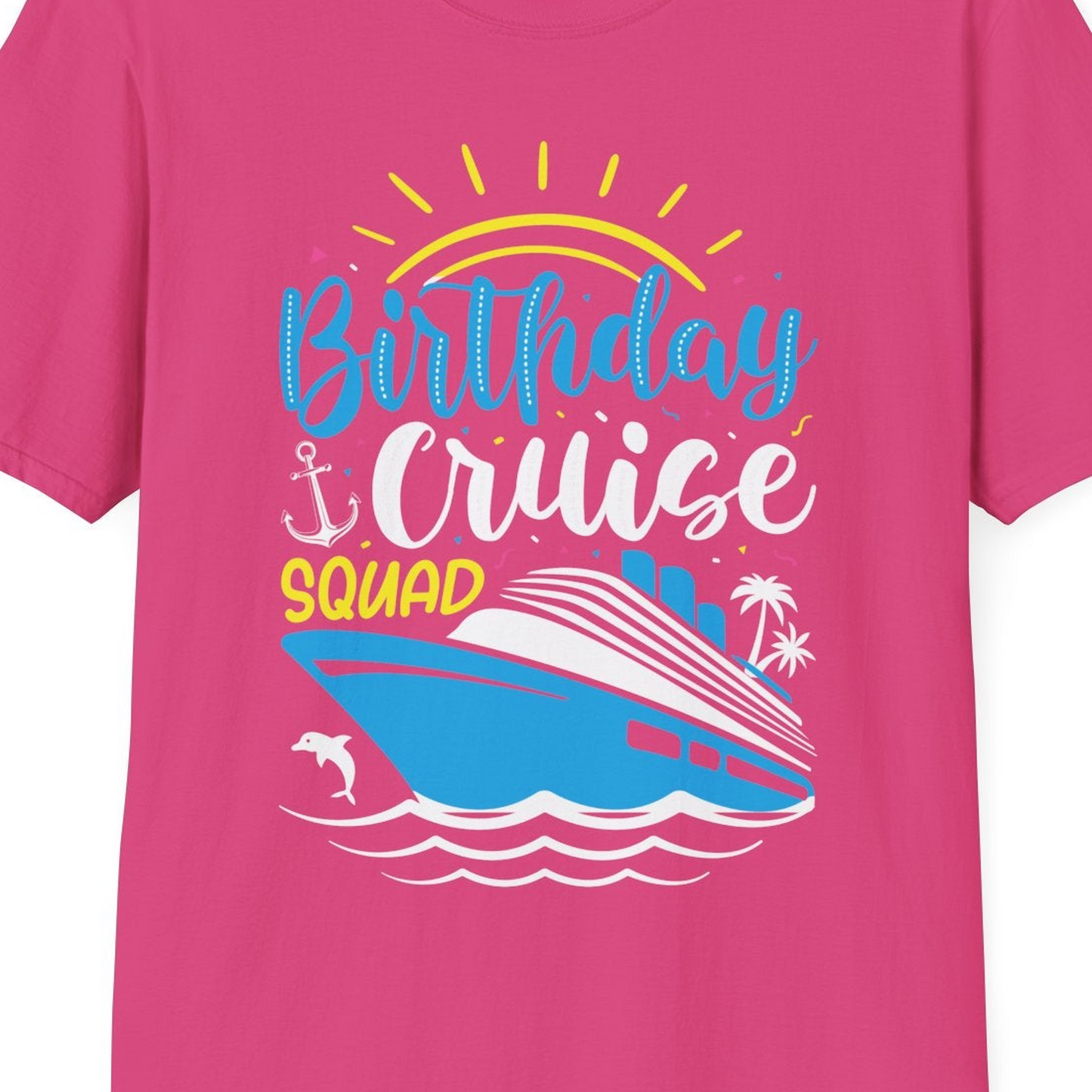 Birthday Cruise Squad Nautical Party Shirt for Group Celebrations — T-Shirt T-Shirt – Heliconia – Best Cruise Shirts Close Up
