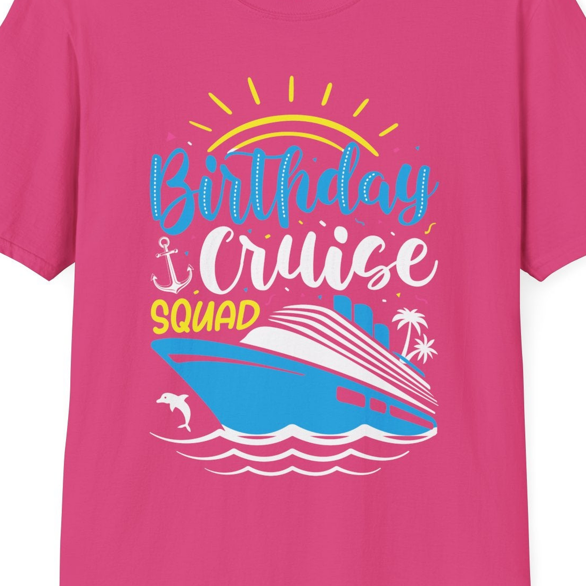Birthday Cruise Squad Nautical Party Shirt for Group Celebrations — T-Shirt T-Shirt – Heliconia – Best Cruise Shirts Close Up