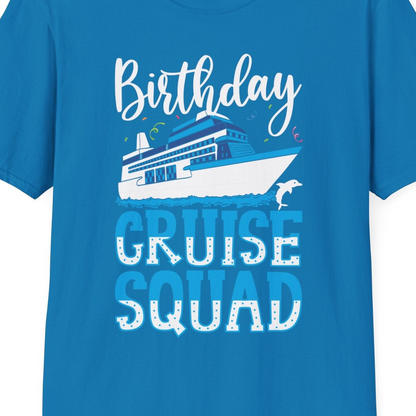 Birthday Cruise Squad Shirt T-Shirt – Sapphire – Best Cruise Shirts Close Up