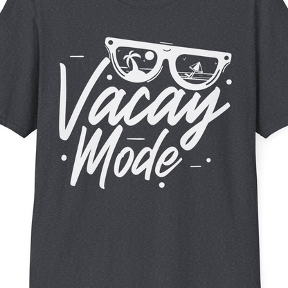 Vacay Mode Shirt T-Shirt – Dark Heather Grey – Best Cruise Shirts Close Up