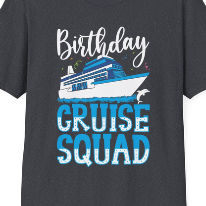 Birthday Cruise Squad Shirt T-Shirt – Dark Heather Grey – Best Cruise Shirts Close Up