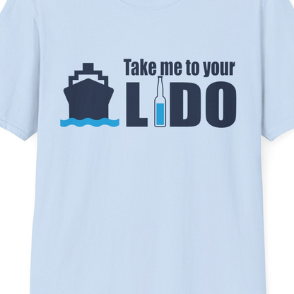 Take Me to Your Lido Shirt T-Shirt – Light Blue – Best Cruise Shirts Close Up