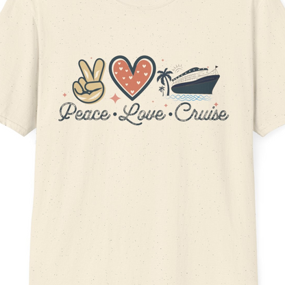 Peace Love Cruise Shirt T-Shirt – Natural – Best Cruise Shirts Close Up