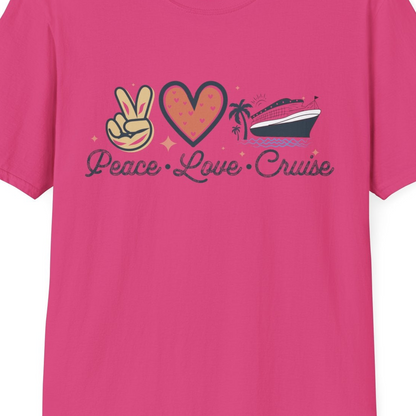 Peace Love Cruise Shirt T-Shirt – Heliconia – Best Cruise Shirts Close Up