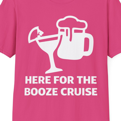 Here For The Booze Cruise Funny Drinking Team Party Shirt — T-Shirt T-Shirt – Heliconia – Best Cruise Shirts Close Up