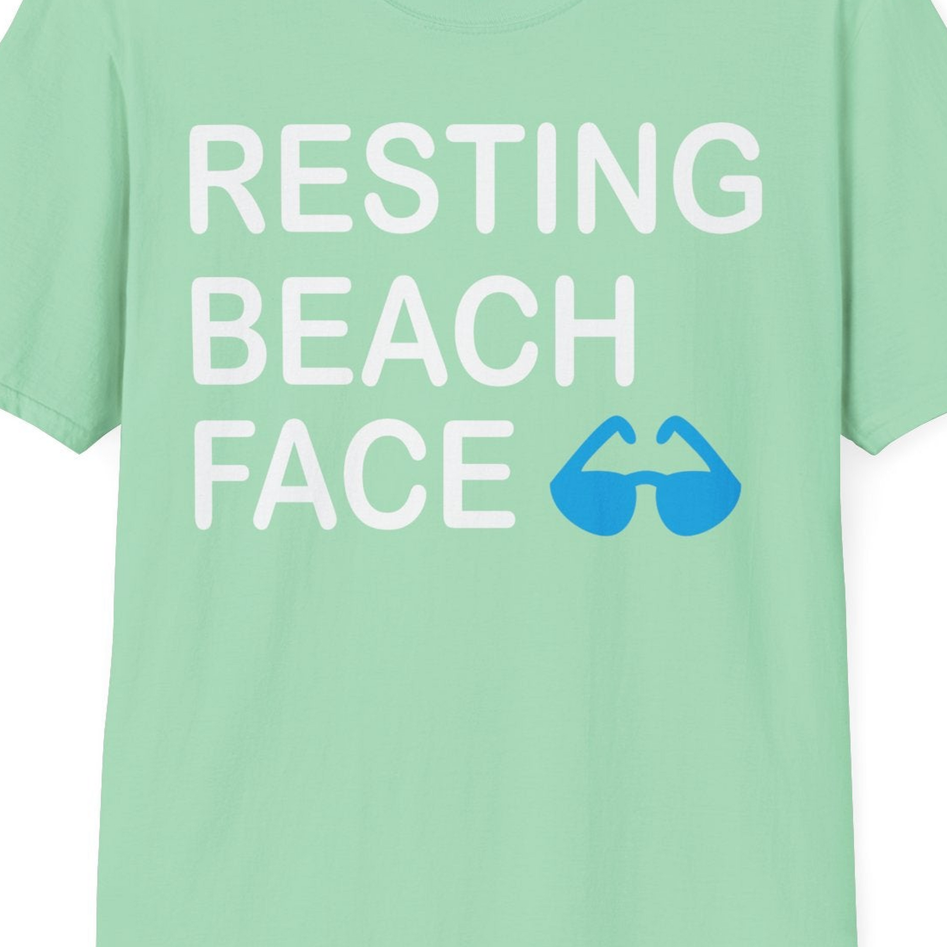 Resting Beach Face Shirt T-Shirt – Mint Green – Best Cruise Shirts Close Up
