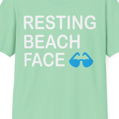 Resting Beach Face Shirt T-Shirt – Mint Green – Best Cruise Shirts Close Up