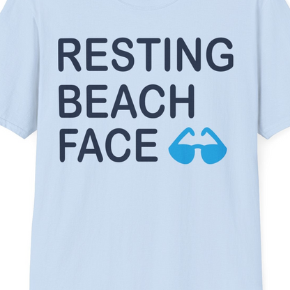 Resting Beach Face Shirt T-Shirt – Light Blue – Best Cruise Shirts Close Up