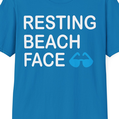 Resting Beach Face Shirt T-Shirt – Sapphire – Best Cruise Shirts Close Up