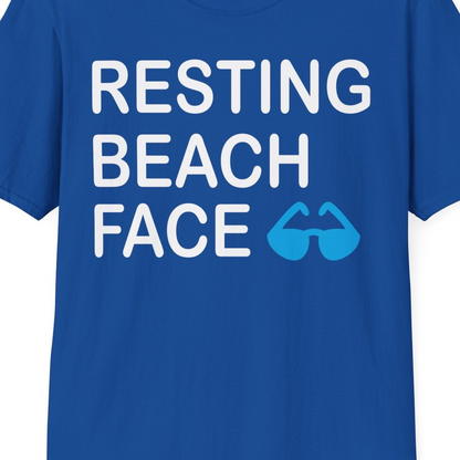 Resting Beach Face Shirt T-Shirt – Royal – Best Cruise Shirts Close Up