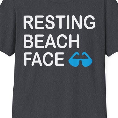 Resting Beach Face Shirt T-Shirt – Dark Heather Grey – Best Cruise Shirts Close Up