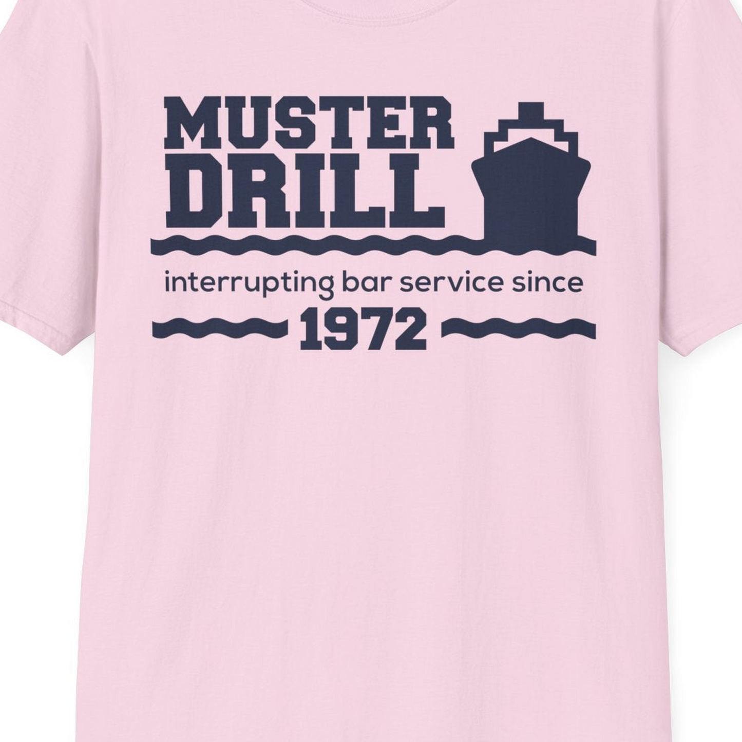 Funny Muster Drill Cruise Shirt T-Shirt – Light Pink – Best Cruise Shirts Close Up