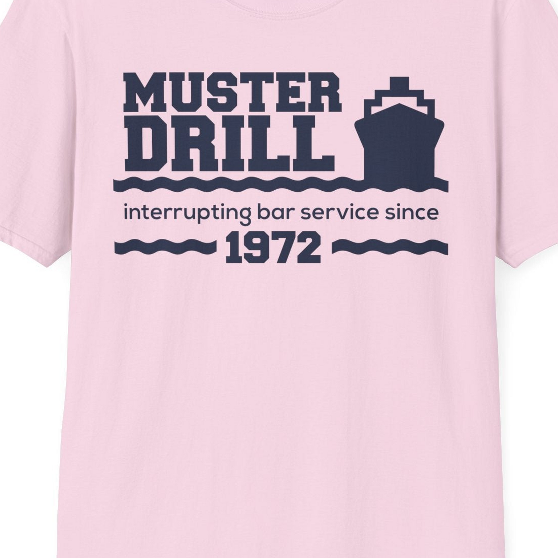 Funny Muster Drill Cruise Shirt T-Shirt – Light Pink – Best Cruise Shirts Close Up