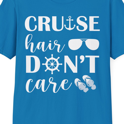 Cruise Hair Don't Care Shirt T-Shirt – Sapphire – Best Cruise Shirts Close Up