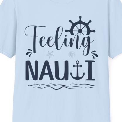 Feeling Nauti Shirt T-Shirt – Light Blue – Best Cruise Shirts Close Up