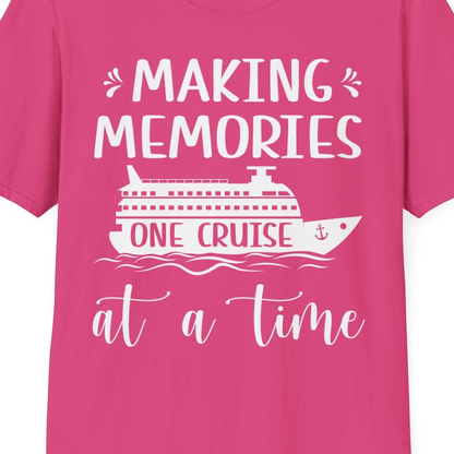 Making Memories One Cruise at a Time Nautical Family Cruise Shirt — T-Shirt T-Shirt – Heliconia – Best Cruise Shirts Close Up