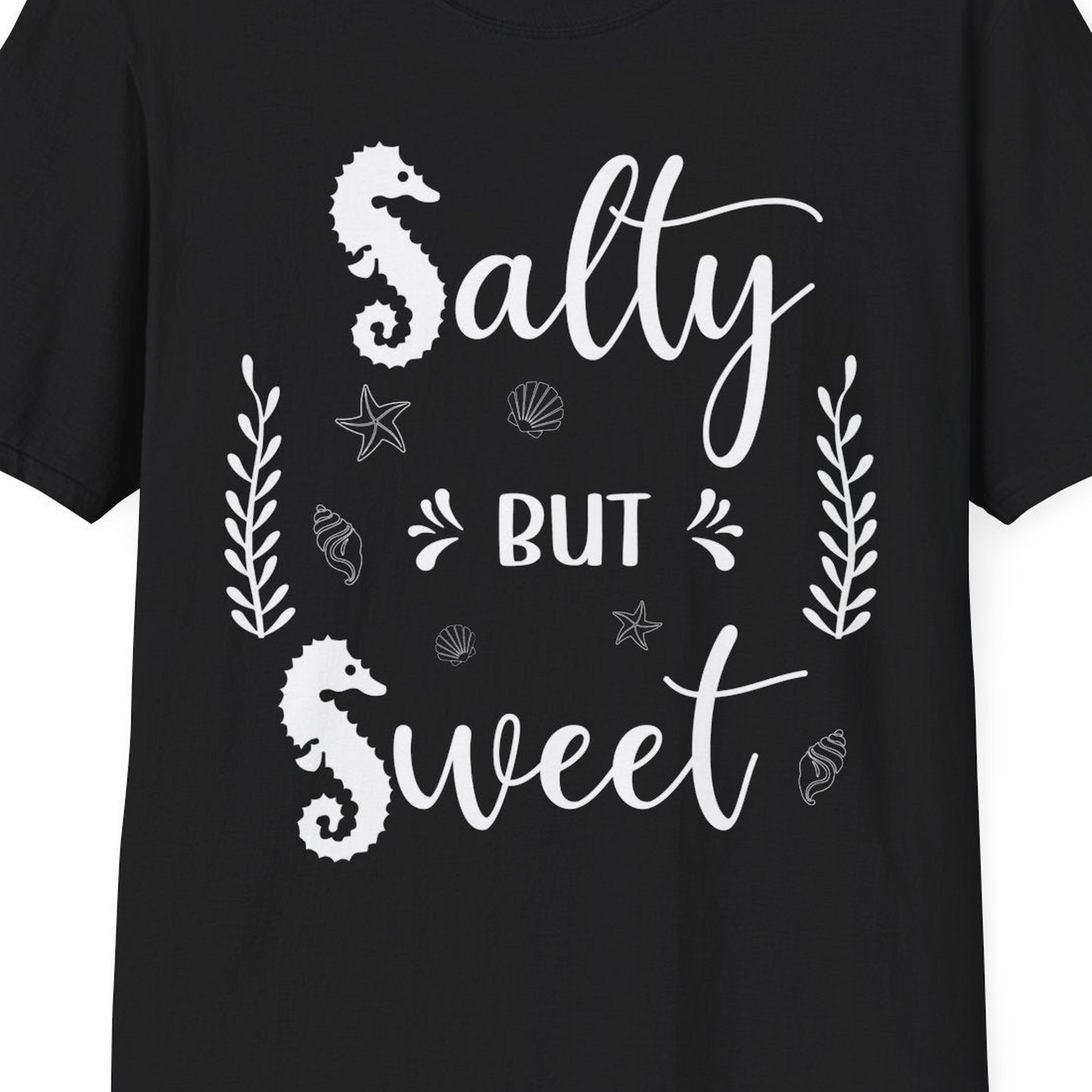 Salty But Sweet Seahorse Ocean Beach Shirt T-Shirt – Black – Best Cruise Shirts Close Up