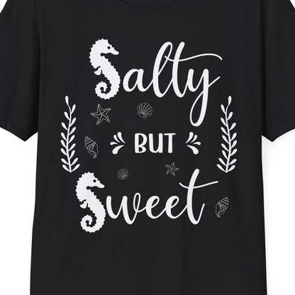 Salty But Sweet Seahorse Ocean Beach Shirt T-Shirt – Black – Best Cruise Shirts Close Up