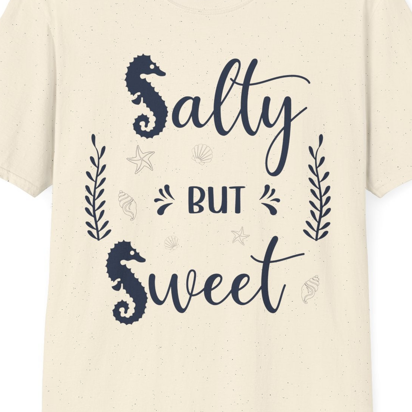 Salty But Sweet Seahorse Ocean Beach Shirt T-Shirt – Natural – Best Cruise Shirts Close Up