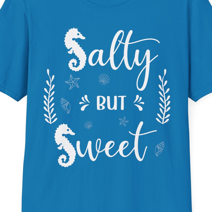 Salty But Sweet Seahorse Ocean Beach Shirt T-Shirt – Sapphire – Best Cruise Shirts Close Up