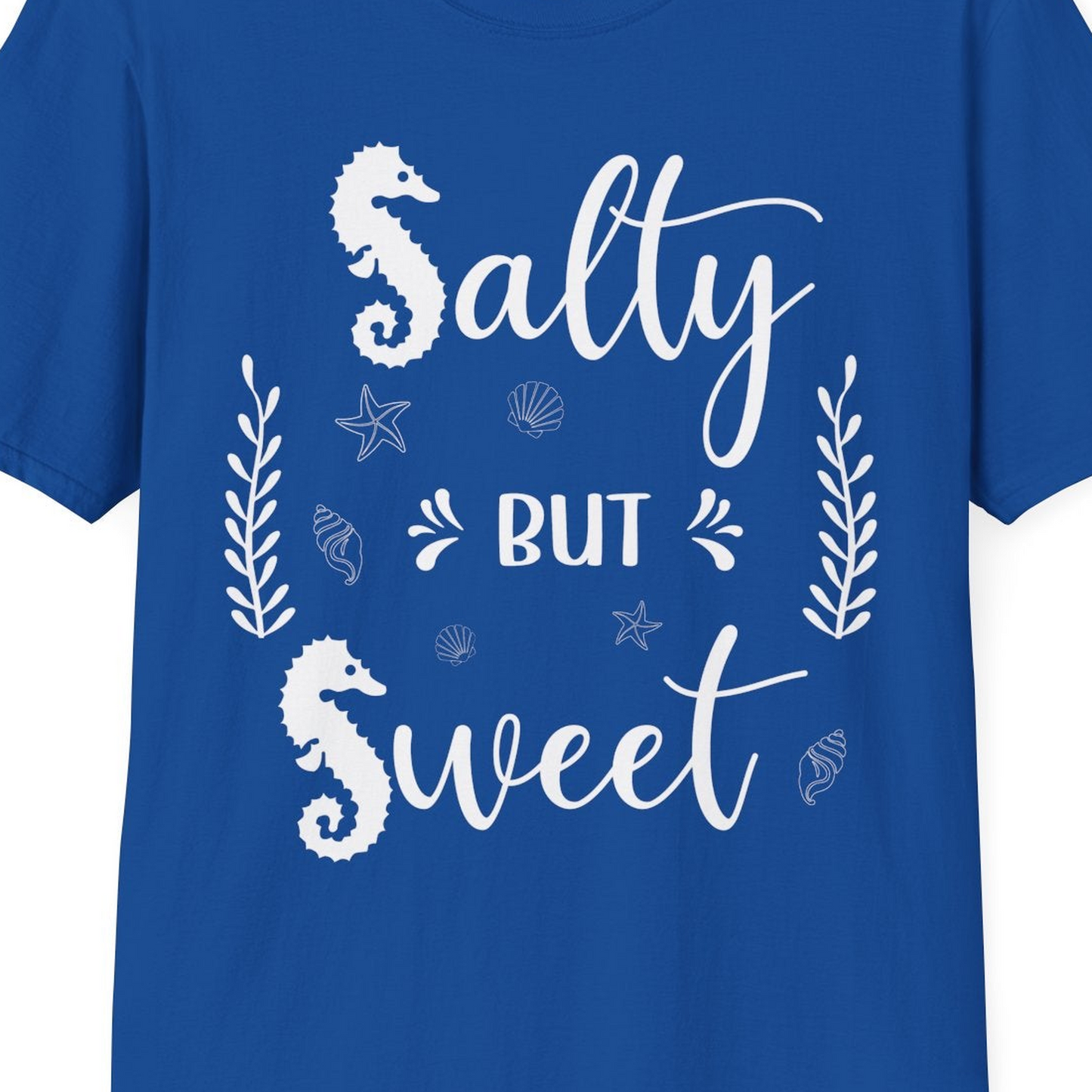 Salty But Sweet Seahorse Ocean Beach Shirt T-Shirt – Royal – Best Cruise Shirts Close Up