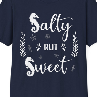 Salty But Sweet Seahorse Ocean Beach Shirt T-Shirt – Navy – Best Cruise Shirts Close Up