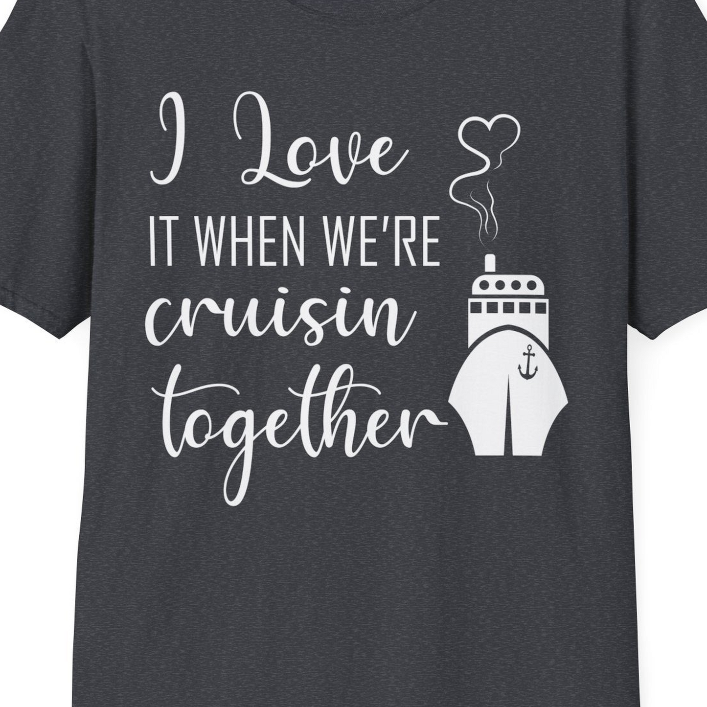 Cruise Couple Shirt T-Shirt – Dark Heather Grey – Best Cruise Shirts Close Up
