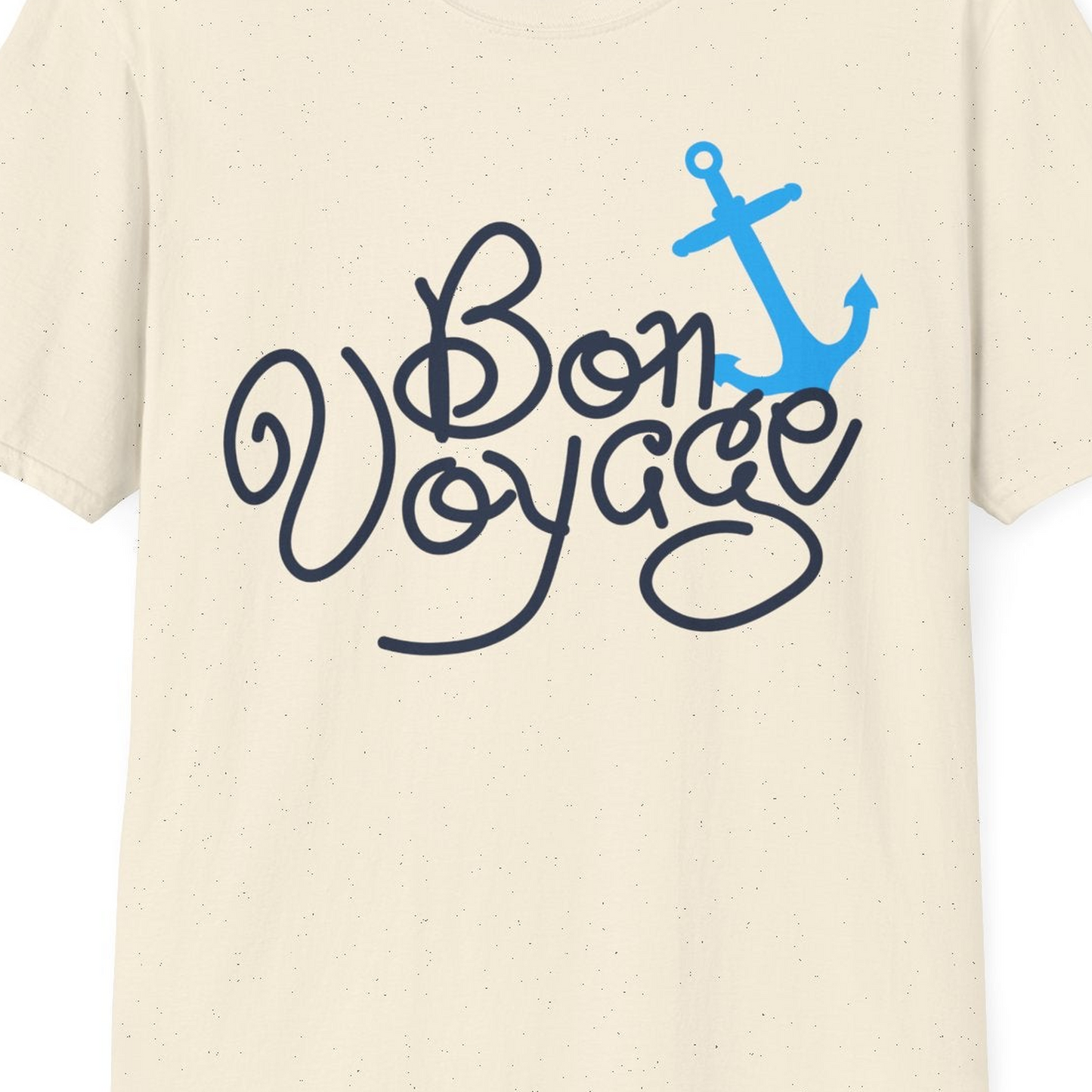 Bon Voyage Script Shirt T-Shirt – Natural – Best Cruise Shirts Close Up