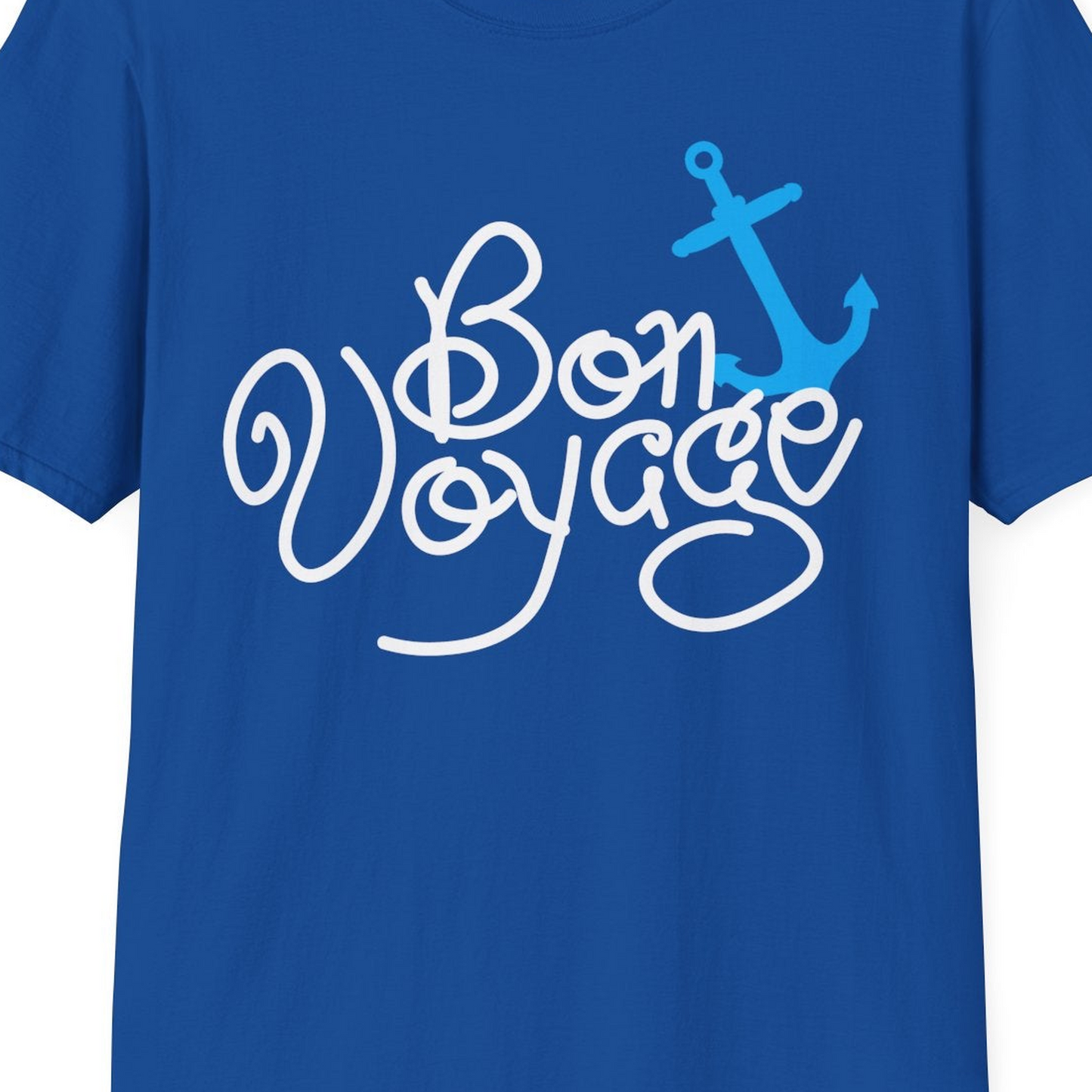 Bon Voyage Script Shirt T-Shirt – Royal – Best Cruise Shirts Close Up